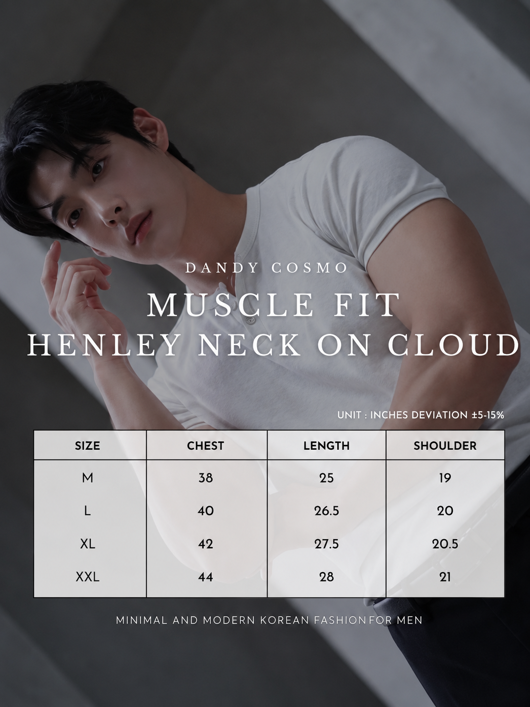 DANDY COSMO | Muscle Fit Henry Neck On Cloud T-Shirt